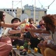 Cheerful multi-ethnic friends laughing and toasting with cocktails at rooftop - VideoHive Item for Sale