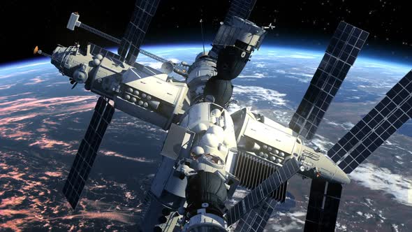 Space Station Orbiting Earth alt