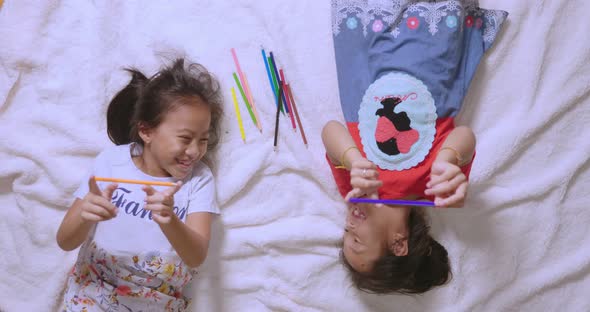 Happy Kids With Crayon