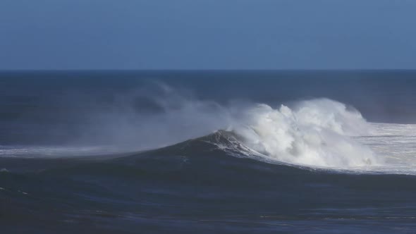 Aerial View on Big Waves of Atlantic Ocean