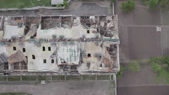 Ukraine  Building Destroyed By the War in Stoyanka Bucha District