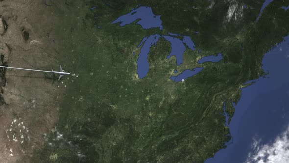 Plane Arriving To Cleveland United States