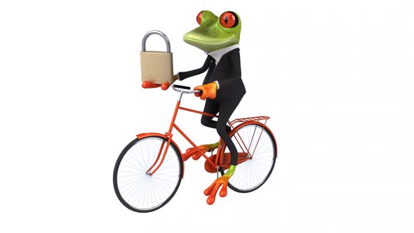 Fun frog on a bicycle - Digital animation