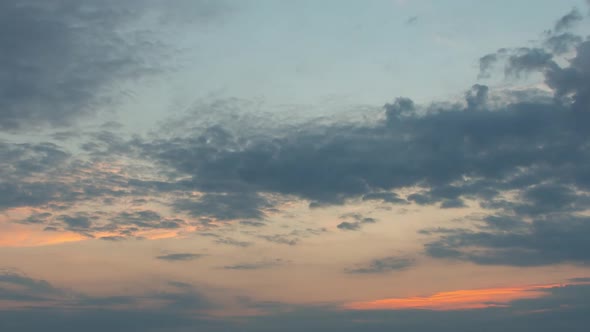 Sunrise With Fast Moving Clouds On Orange Sky, Religion, Time Lapse