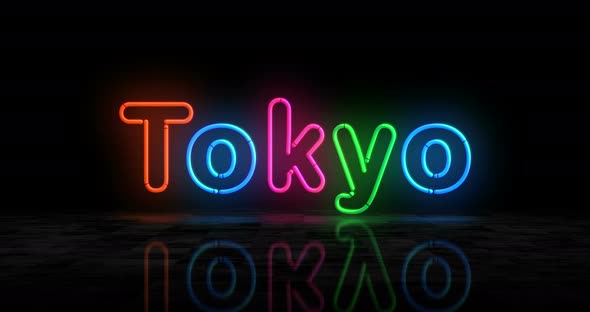 Tokyo Japan symbol glowing neon 3d lights