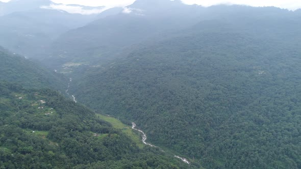 City of Gangtok in Sikkim India seen from the sky