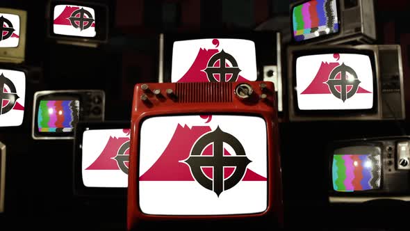 Flag Of Kagoshima City, Japan, and Retro TVs.