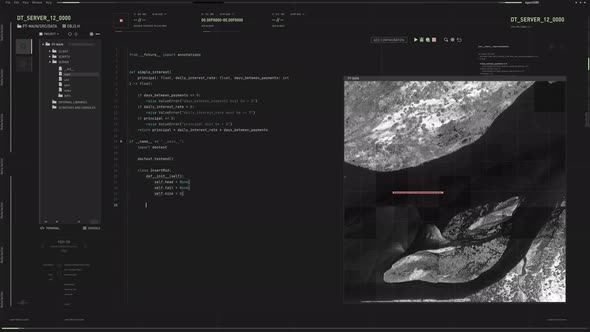 Developer Typing Code To Create Program For Satellite Surveillance Control alt