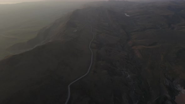 Stunning High Angle View of the Mountain of Kakheti Region of Georgia Fog