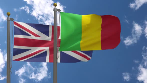 United Kingdom Flag Vs Mali Flag On Flagpole