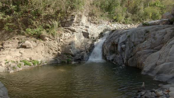 Small Waterfall At Yelapa Hike Near Puerto Vallarta In Mexico. Zoom Out