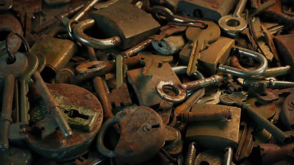 Passing Table Covered In Old Locks And Keys