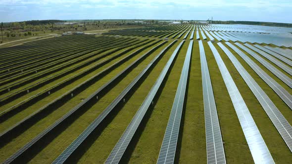 Top View of a Solar Power Station Renewable Energy Solar Panels