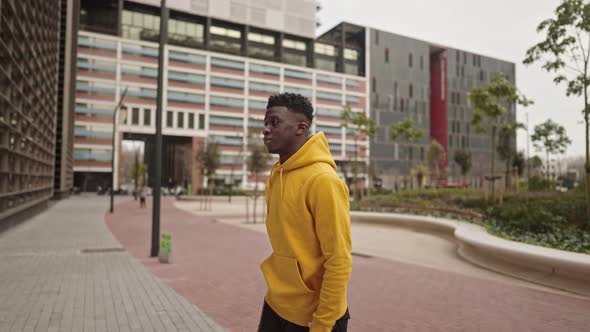 Cool Black African American Man in a Downtown City Center