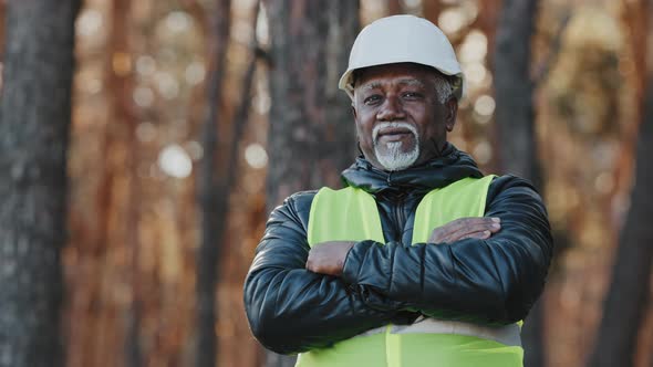 Mature African American Confident Male Businessman Standing Outdoors Professional Forestry Engineer