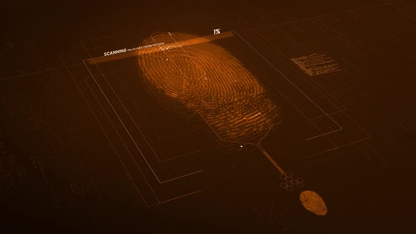  Fingerprint Biometric Scan Process 4k Orange