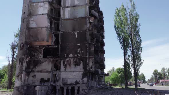 Borodyanka Ukraine  a Destroyed Building During the War Bucha District