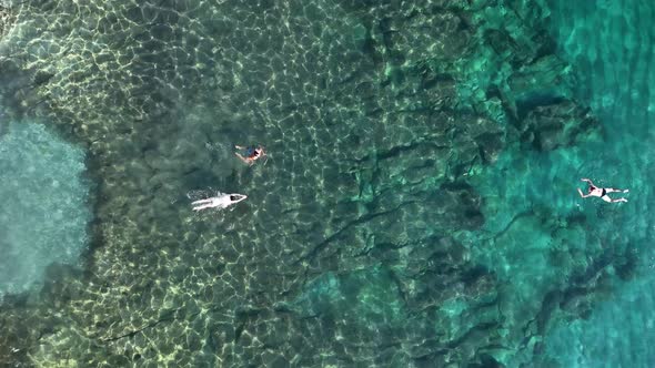 People swimming in the sea aerial view Turkey Alanya 4 K