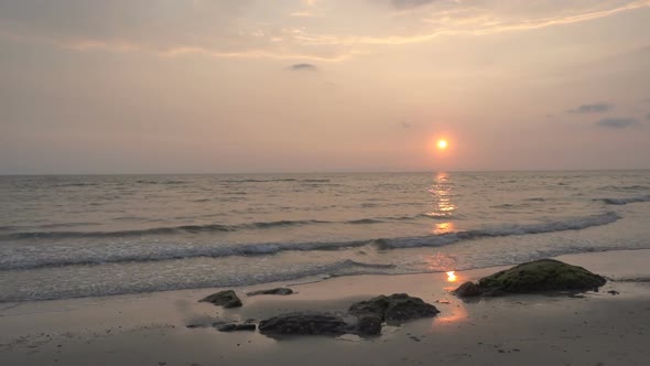 Beautiful sunset on the tropical beach and sea