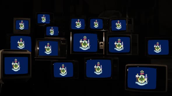 The flag of the State of Maine and Retro TVs.