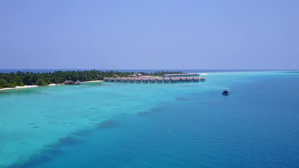 Aerial drone texture of resort beach journey by sea with sand background