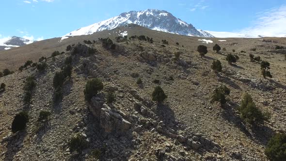 High Snowy Dome Mountain Summit in Arid Barren Lands