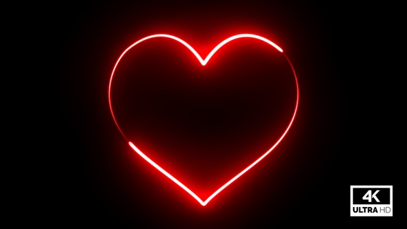 Red Neon Heart Beating 4K Alpha Footage V1