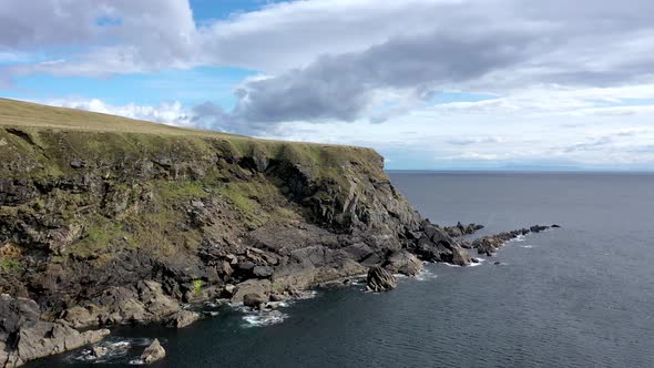 Aerial View of the Beautiful Coast at Malin Beg with Slieve League in the Background in County