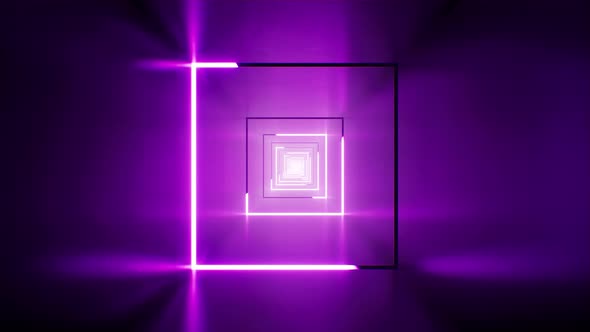 Shiny Square Purple Light Stroke in the Metal Tunnel VJ Loop