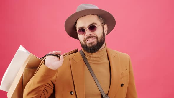 Black Friday Video Footage - A Man In Brown Coat Doing Some Shopping