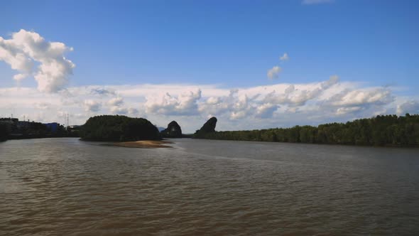 Looking at the river and islands in Krabi (Thailand - Slow Motion - Angle 002)