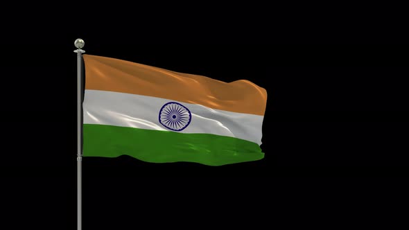 India Looping Of The Waving Flag Pole With Alpha