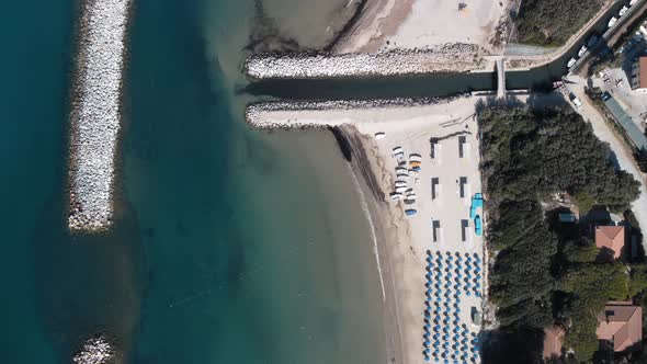 Tyrrhenian Sea Overhead Aerial View From a Drone in Summer Season