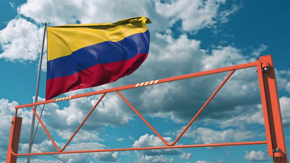 Flag of Colombia and Swing Arm Barrier