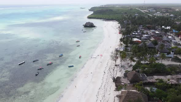 Zanzibar Tanzania  Aerial View of the Ocean Near the Shore of the Island Slow Motion