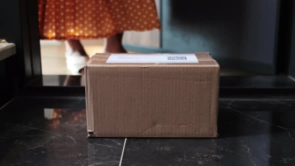 Female Receive Parcel Postal From Ecommerce Online Shop Store at Home