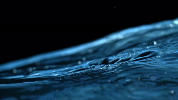 Super Slow Motion Shot of Blue Clear Water Waves Background at 1000 Fps.