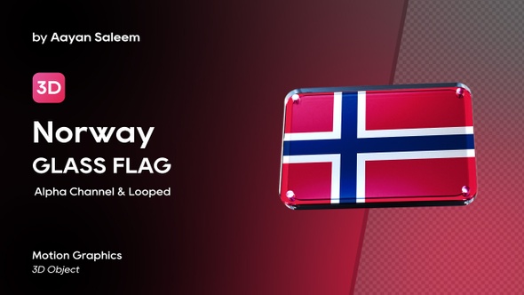 Norway Flag 3D Glass Badge