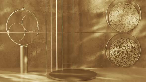 Modern Art Design Pedestal Scene Yellow Background alt