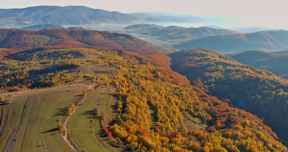 Autumn Panorama of the Mountains at Beautiful Natural Landscape