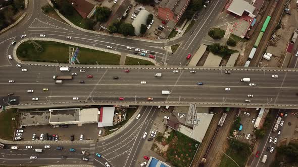 Drones Eye View - Abstract Road Traffic Jam Top View, Transportation Concept 6