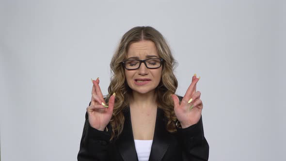 Portrait of Female Looking at the Camera with Excitement, Then Celebrating Her Victory Triumph