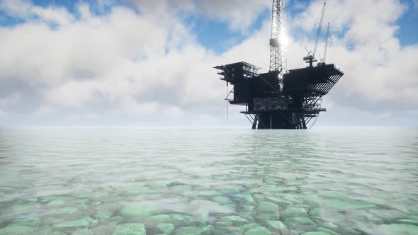 Large Pacific Ocean Offshore Oil Rig Drilling Platform