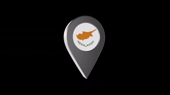 3d Animation Map Navigation Pointer With Cyprus Flag With Alpha Channel - 2K