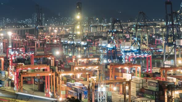 Shipping Containers Loading Activities in Cargo Terminal 