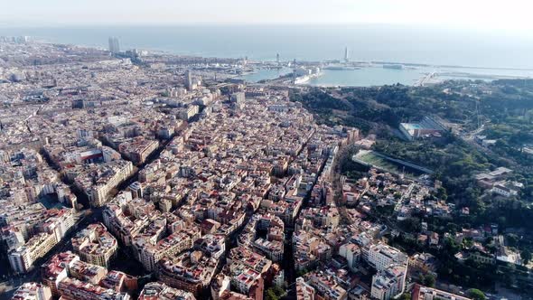 Buildings and Port of Barcelona Spain