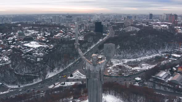 Aerial View of Monument Motherland, Kiev, Ukraine