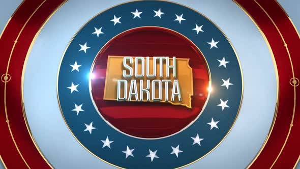 South Dakota United States of America State Map with Flag 4K
