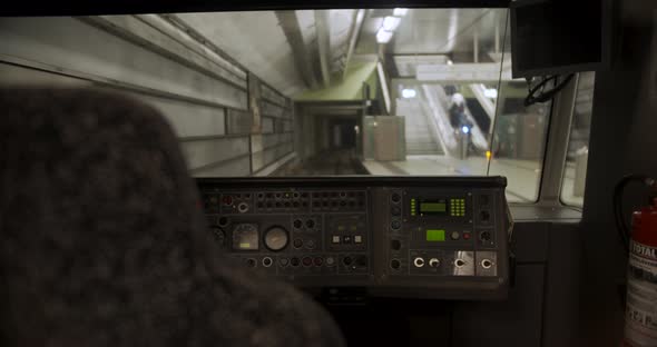 Underground train in germany is leaving the station