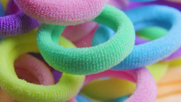 Rotating Vibrant Close Up of a Rubber Bands